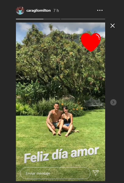 Milton Caraglio la pasó al lado de su pareja y le dedicó un feliz día de San Valentín.