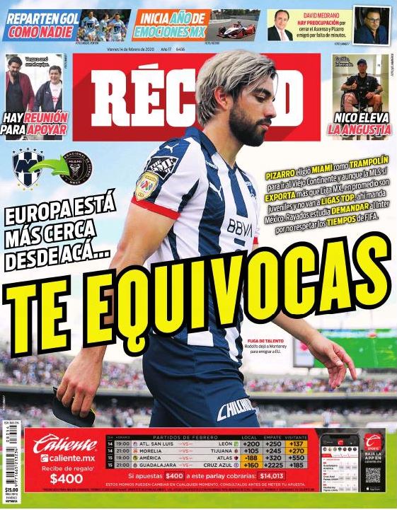 Portadas de diarios deportivos en el mundo del 14 de febrero de 2020