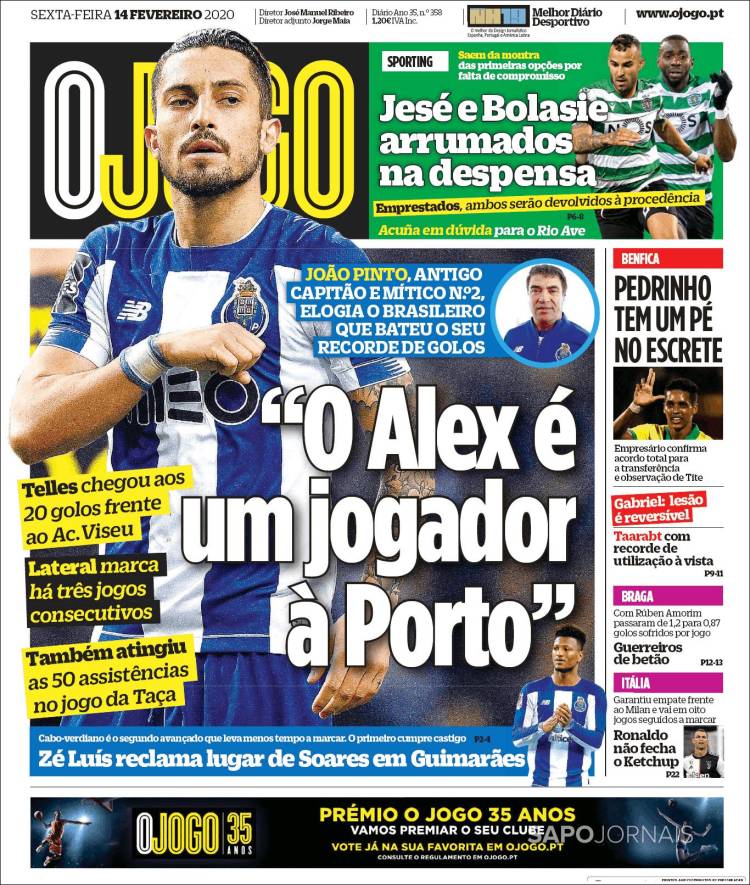 Portadas de diarios deportivos en el mundo del 14 de febrero de 2020