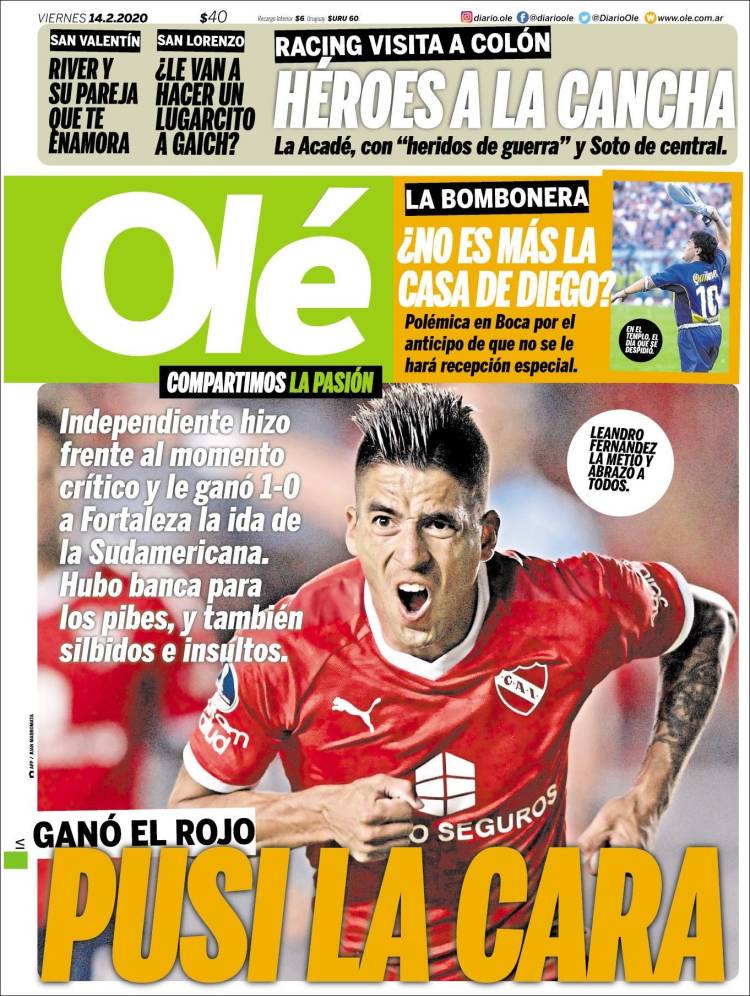 Portadas de diarios deportivos en el mundo del 14 de febrero de 2020