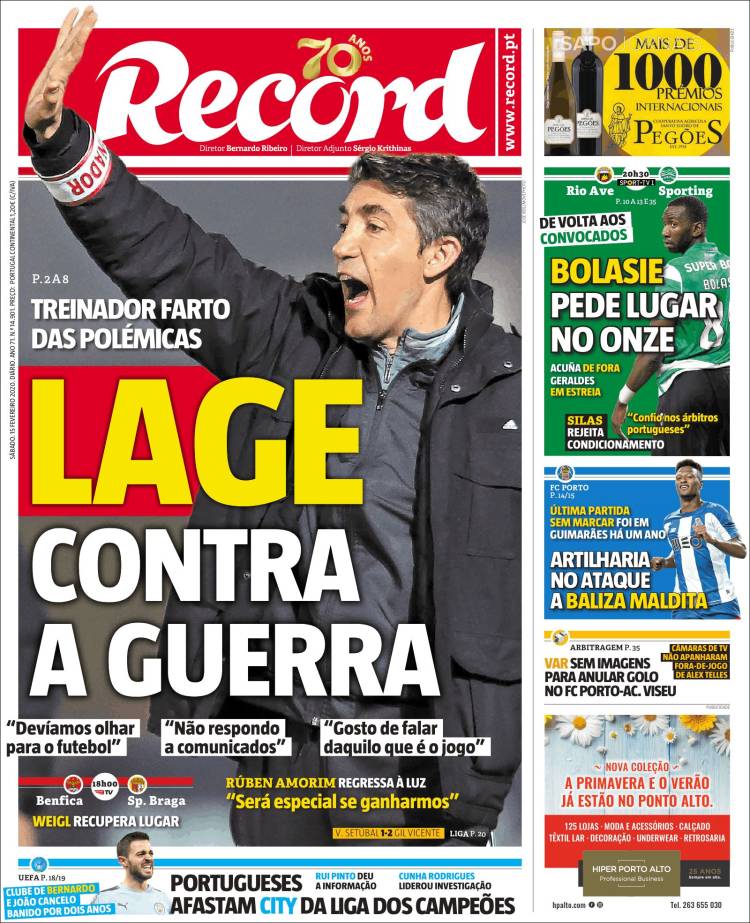 Portadas de diarios deportivos en el mundo del 15 de febrero de 2020