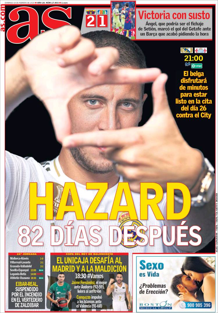 Portadas de diarios deportivos en el mundo del 16 de febrero de 2020
