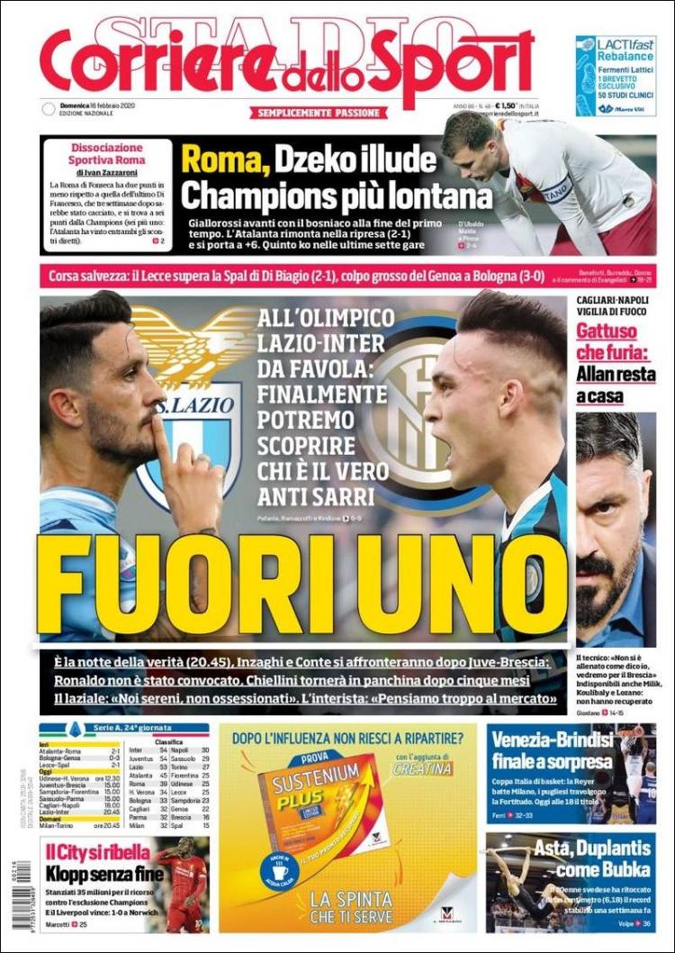 Portadas de diarios deportivos en el mundo del 16 de febrero de 2020
