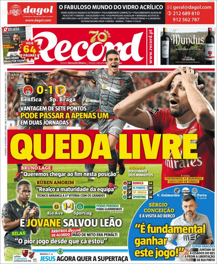 Portadas de diarios deportivos en el mundo del 16 de febrero de 2020