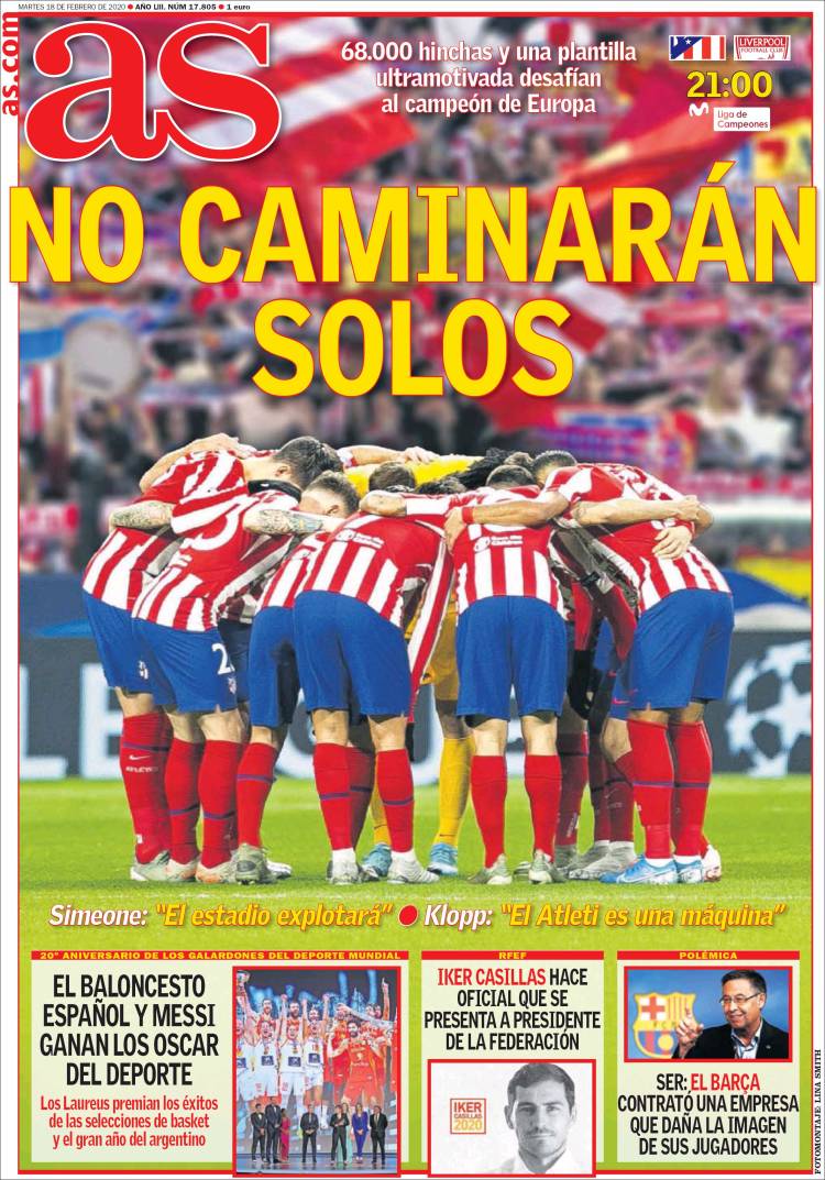 Portadas diarios deportivos en el mundo del 18 de febrero de 2020