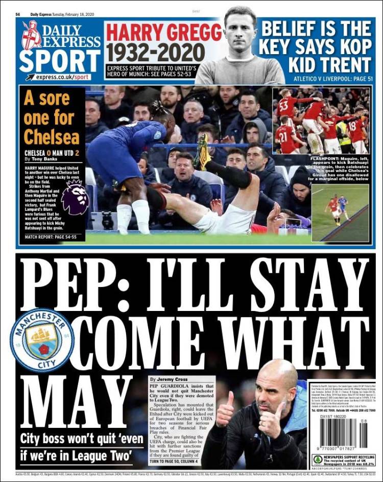 Portadas diarios deportivos en el mundo del 18 de febrero de 2020