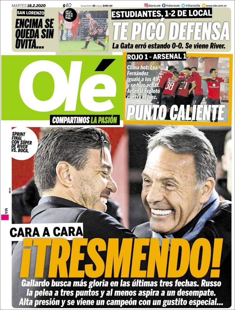 Portadas diarios deportivos en el mundo del 18 de febrero de 2020