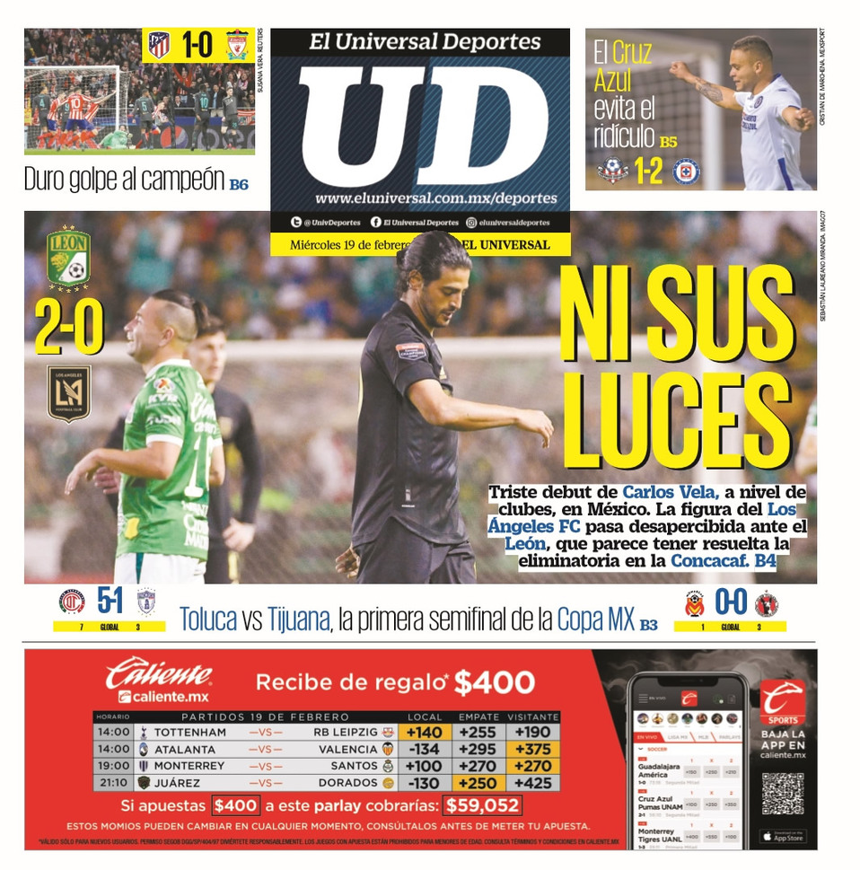 Portadas diarios deportivos en el mundo del 19 de febrero de 2020
