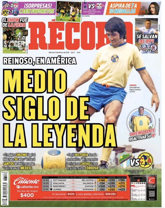 Portadas diarios deportivos en el mundo del 19 de febrero de 2020