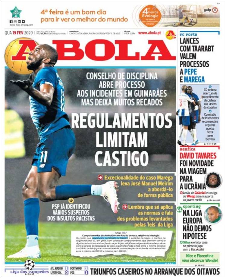 Portadas diarios deportivos en el mundo del 19 de febrero de 2020