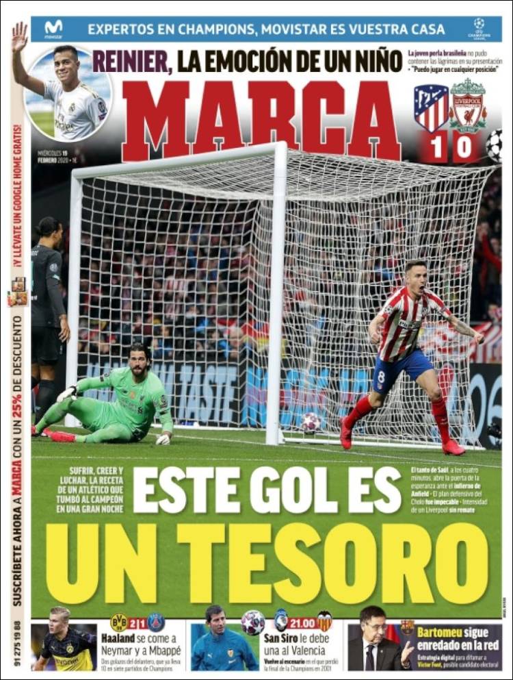 Portadas diarios deportivos en el mundo del 19 de febrero de 2020