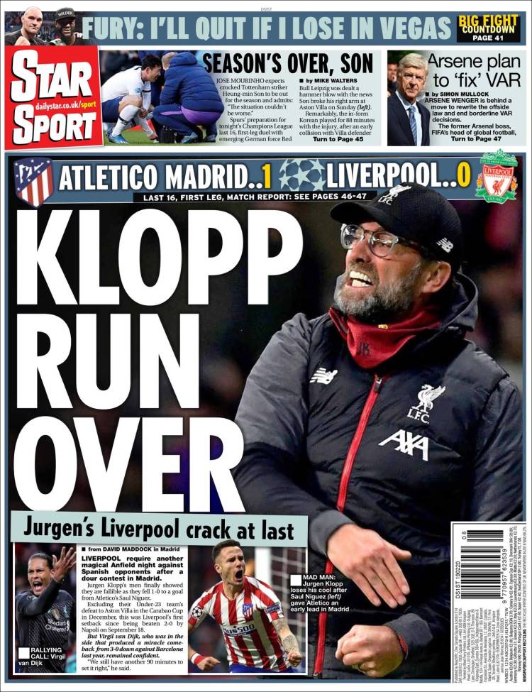 Portadas diarios deportivos en el mundo del 19 de febrero de 2020