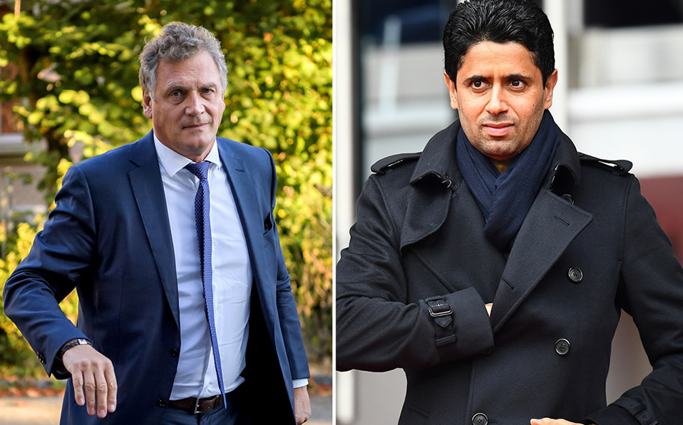 Jerome Valcke (izq) y Nasser Al-Khelaïfi, en la mira de la justicia suiza (AFP)