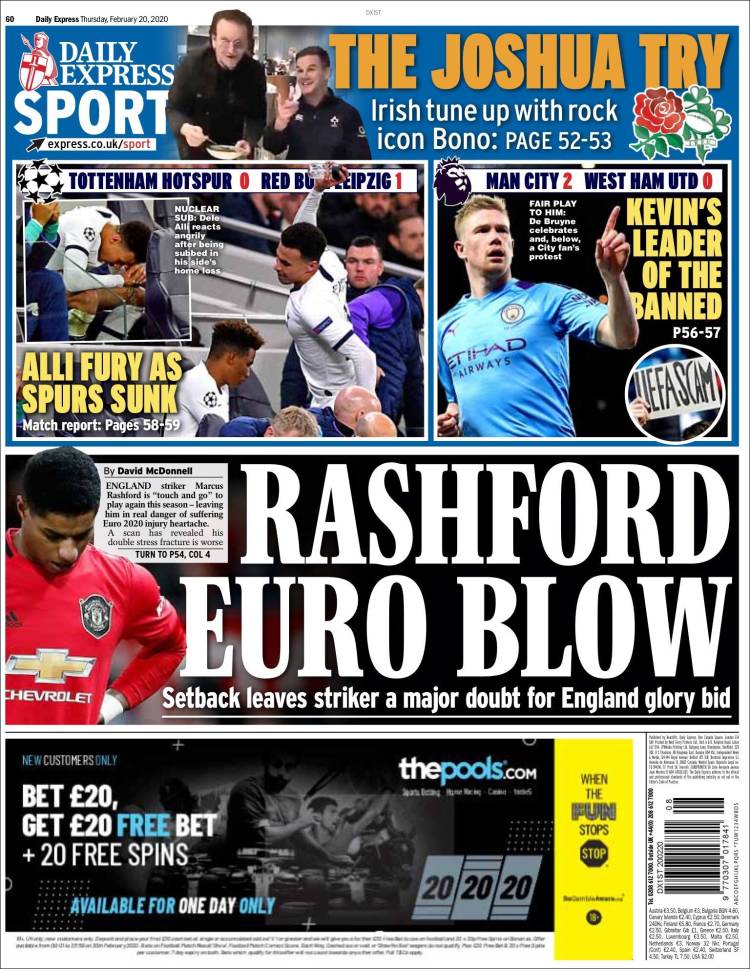 Portadas diarios deportivos en el mundo del 20 de febrero de 2020
