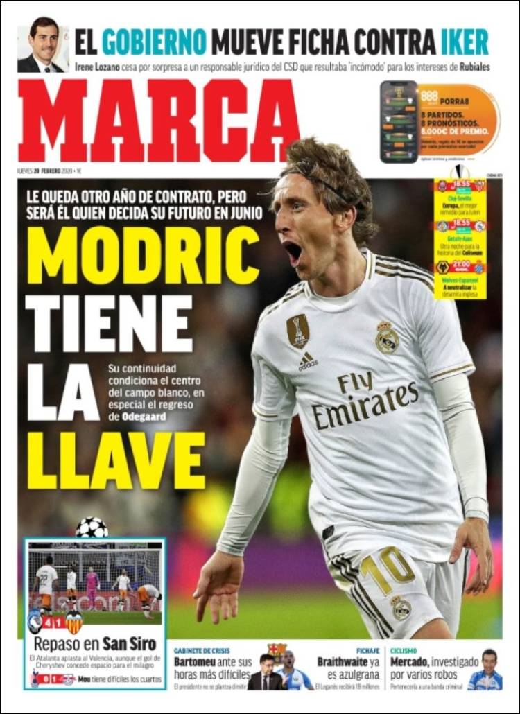 Portadas diarios deportivos en el mundo del 20 de febrero de 2020