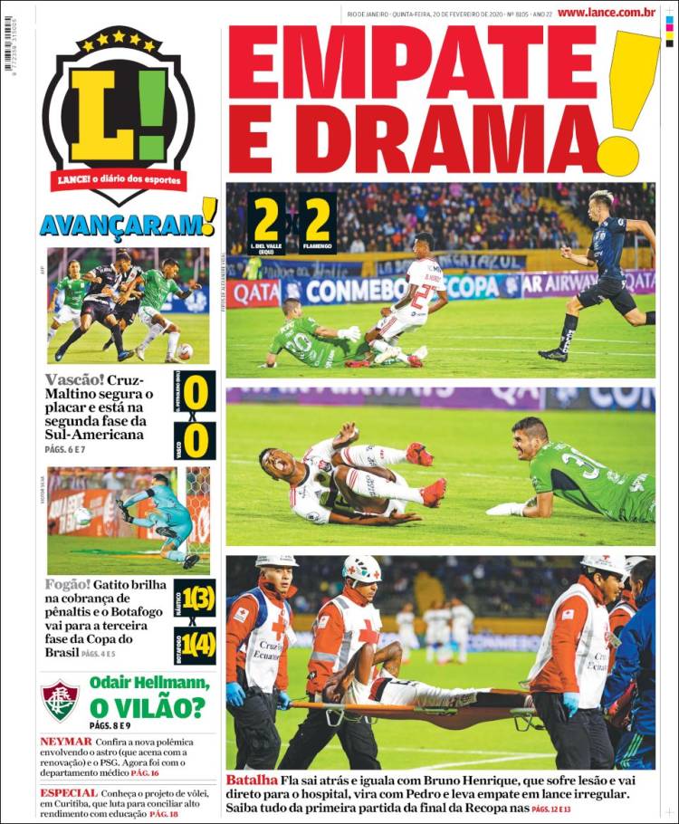 Portadas diarios deportivos en el mundo del 20 de febrero de 2020