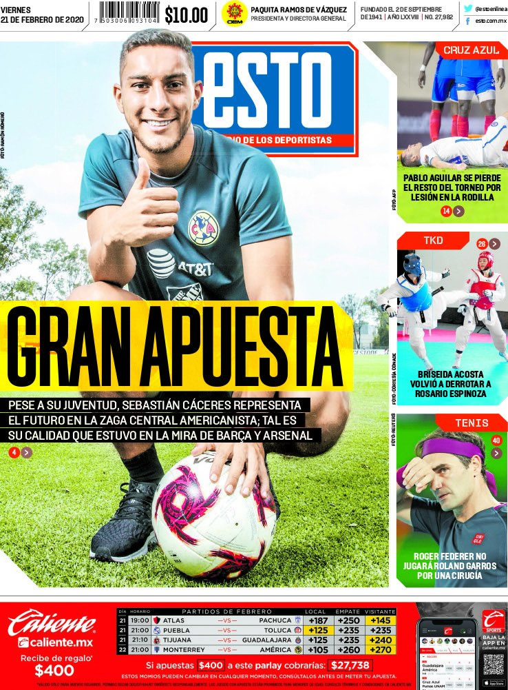 Portadas diarios deportivos en el mundo del 21 de febrero de 2020