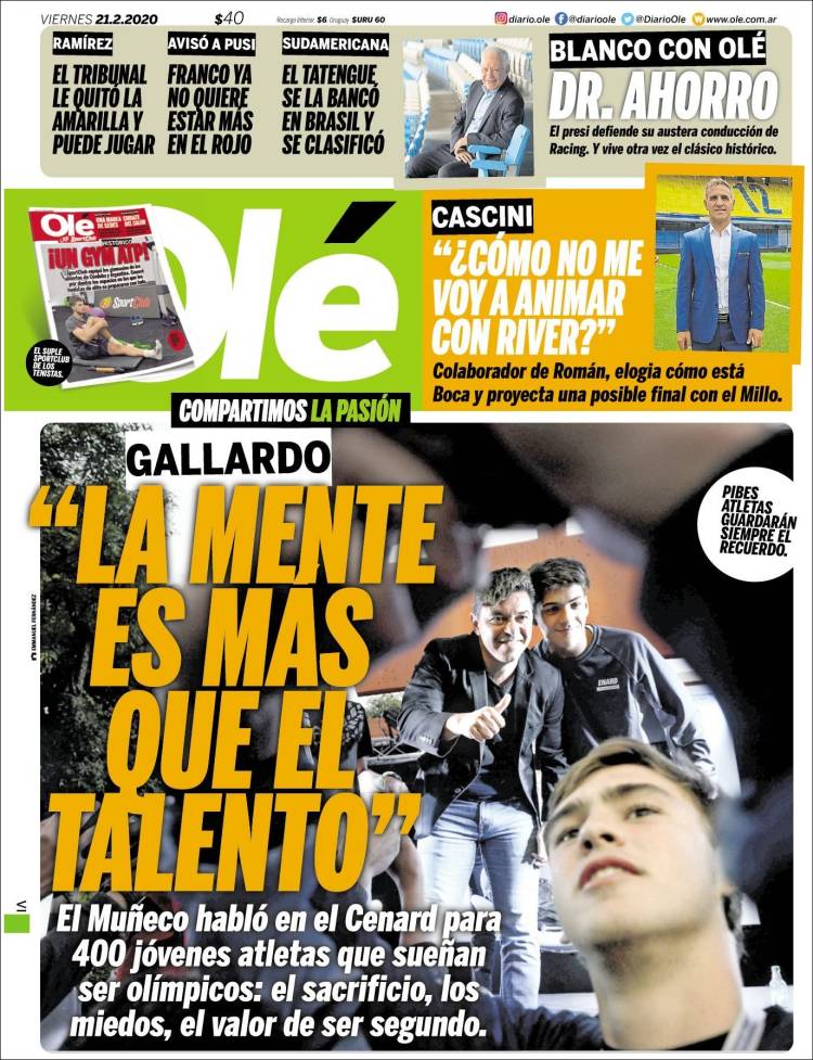 Portadas diarios deportivos en el mundo del 21 de febrero de 2020