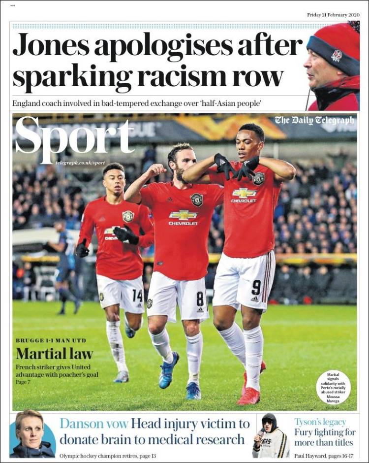 Portadas diarios deportivos en el mundo del 21 de febrero de 2020