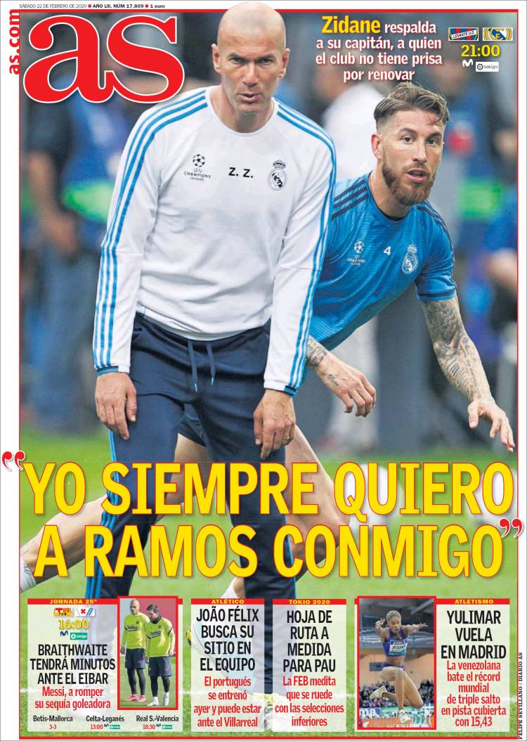 Portadas diarios deportivos en el mundo del 22 de febrero de 2020