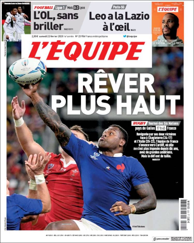 Portadas diarios deportivos en el mundo del 22 de febrero de 2020
