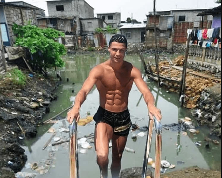 FOTOS: Cristiano Ronaldo en versión humilde gracias al Photoshop