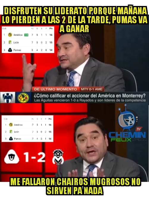 ¡Hay nuevo líder en la Liga MX! Saluden a las Águilas con memes de pleitesía.