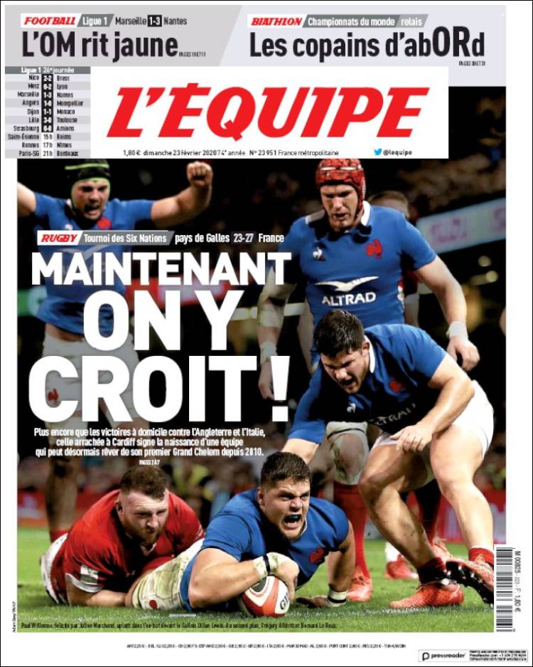 Portadas diarios deportivos en el mundo del 23 de febrero de 2020