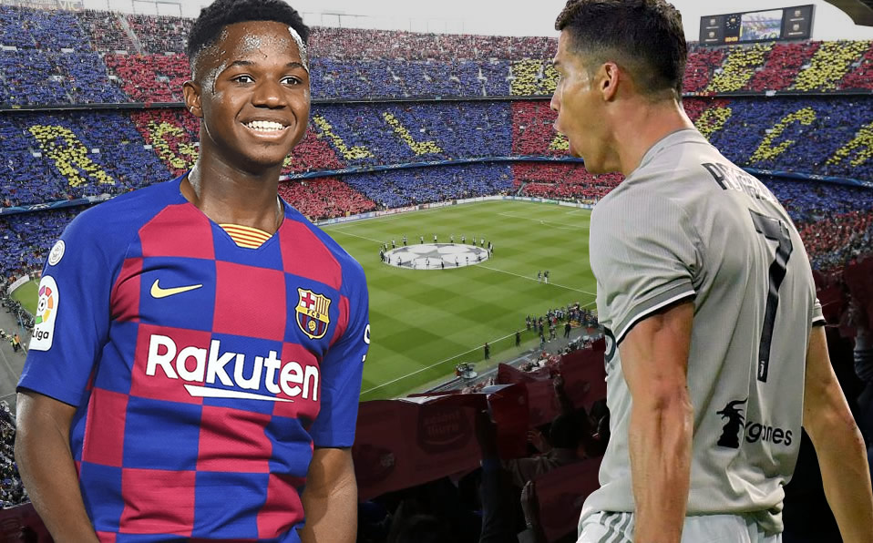 La imitación de Ansu Fati con el festejo de CR7 ocurrió en el juego contra Eibar. (@AnsuFati)