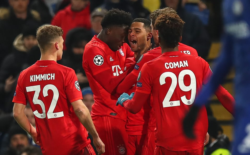 La celebración del Bayern quien tiene medio pie en Cuartos. (champions)