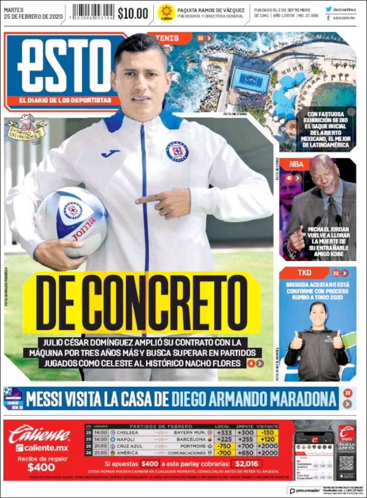 Noticias deportivas en los periódicos del mundo (25-febrero-2020)