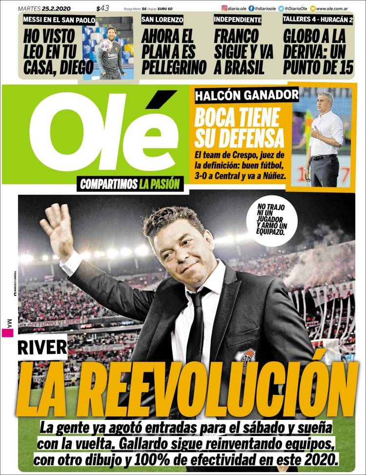 Noticias deportivas en los periódicos del mundo (25-febrero-2020)