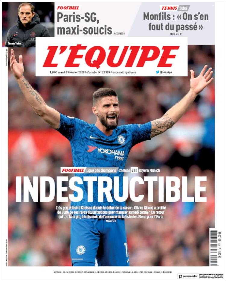 Noticias deportivas en los periódicos del mundo (25-febrero-2020)