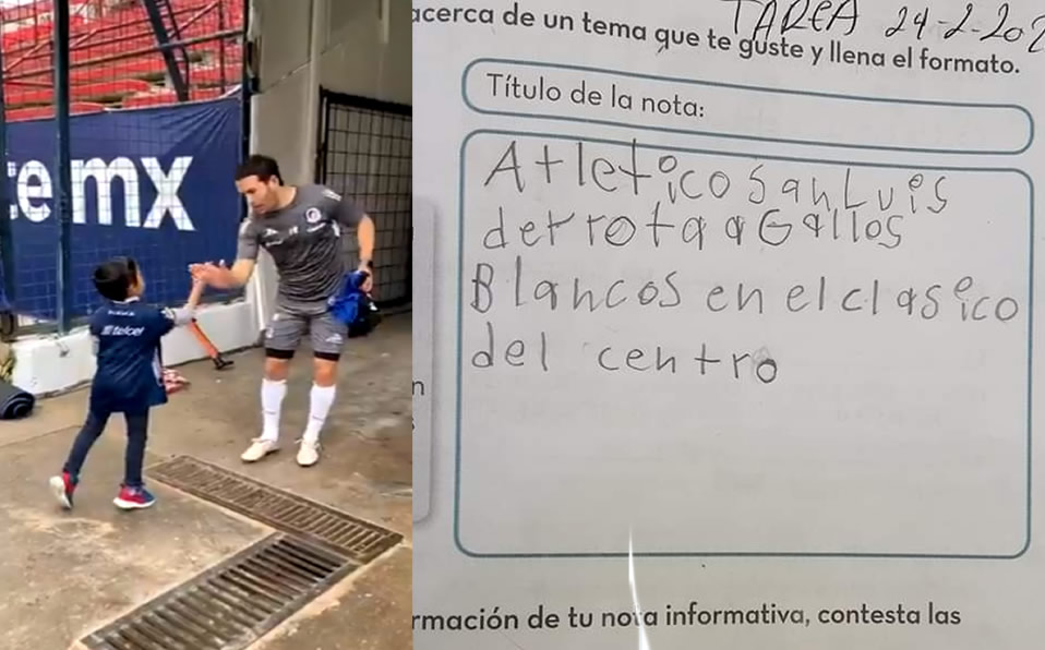 Camilo Mayada recibió al pequeño en el entrenamiento de este miércoles. (Atlético de San Luis)