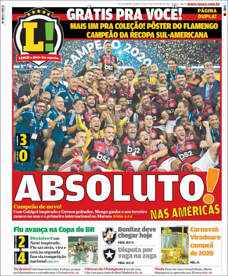 Noticias deportivas en los periódicos del mundo (27-febrero-2020)