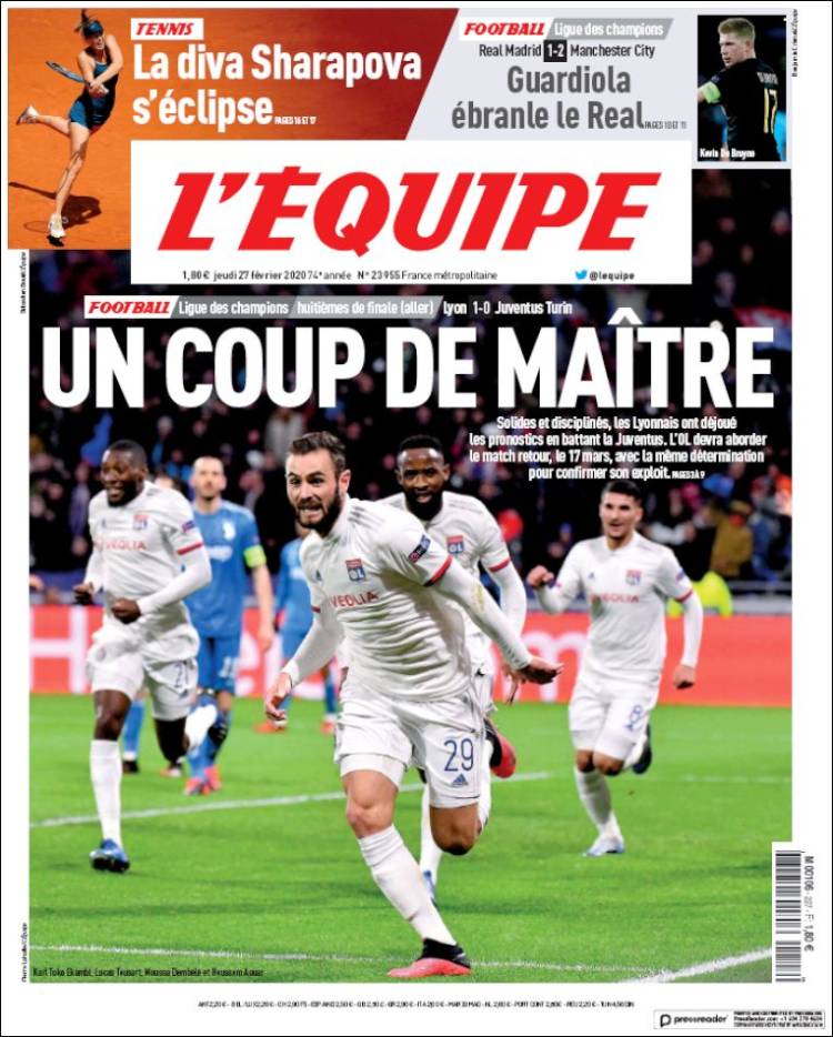 Noticias deportivas en los periódicos del mundo (27-febrero-2020)