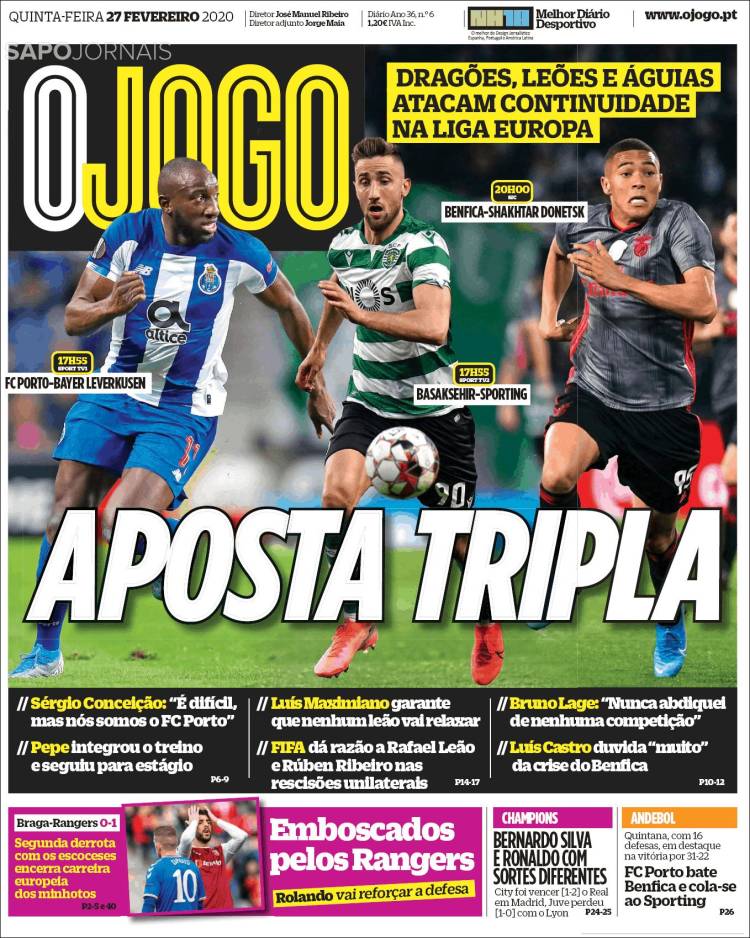 Noticias deportivas en los periódicos del mundo (27-febrero-2020)
