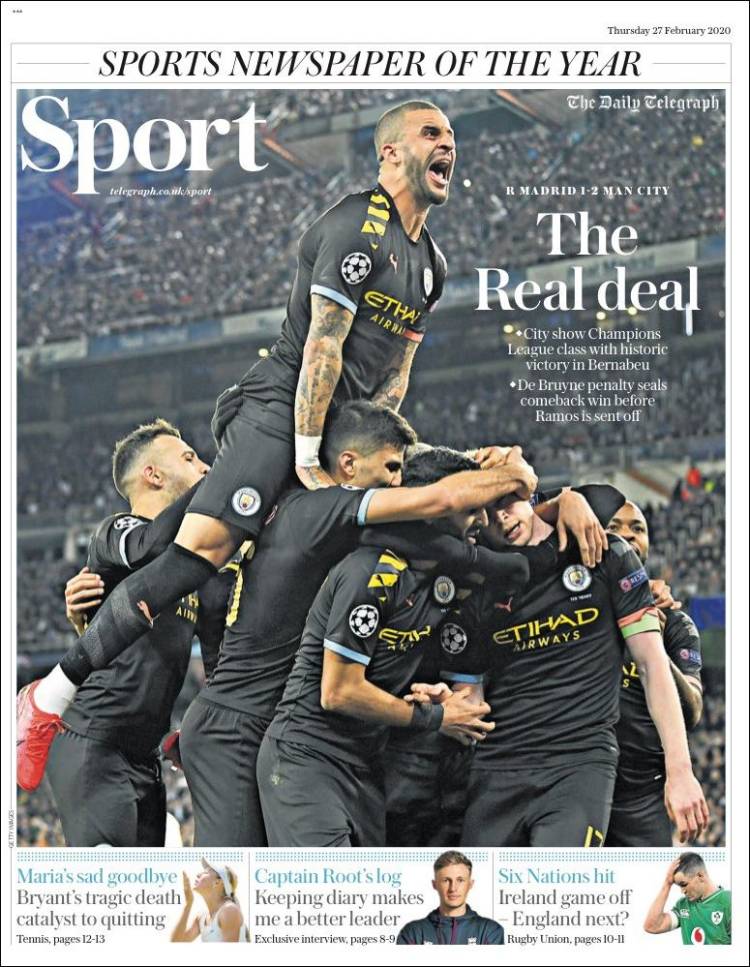 Noticias deportivas en los periódicos del mundo (27-febrero-2020)