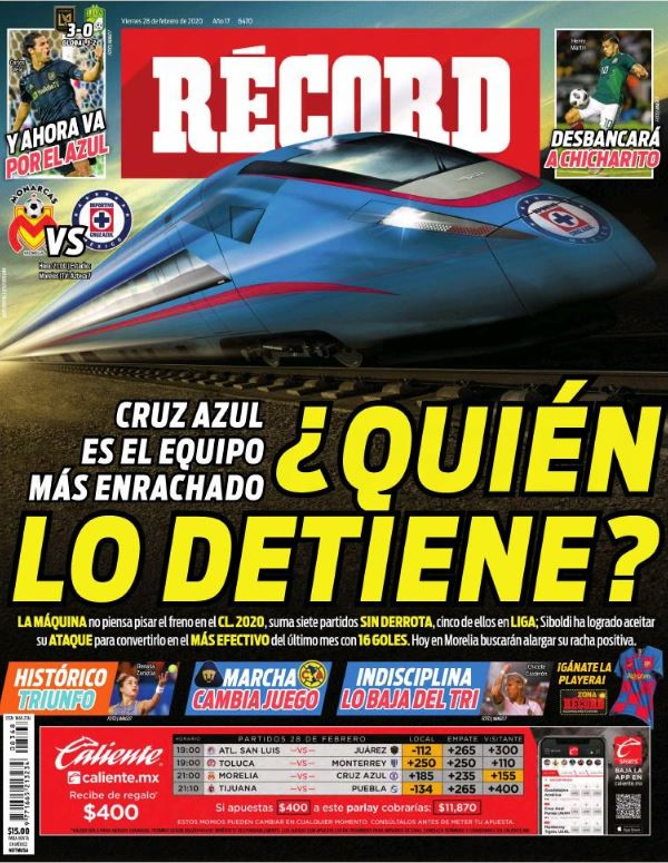 Noticias deportivas en los periódicos del mundo (28-febrero-2020)