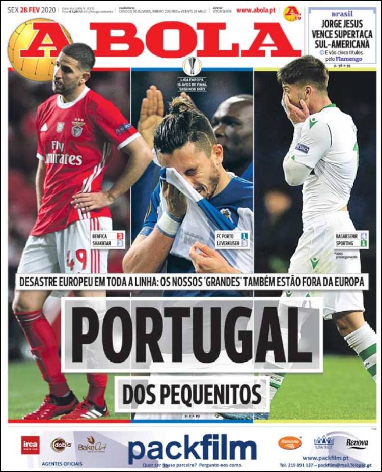 Noticias deportivas en los periódicos del mundo (28-febrero-2020)