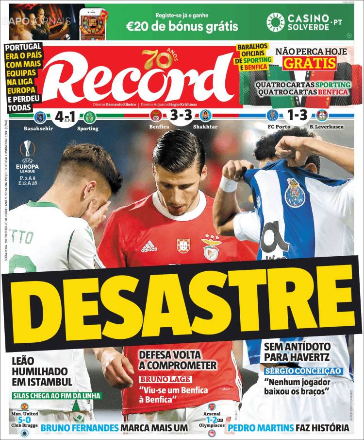 Noticias deportivas en los periódicos del mundo (28-febrero-2020)