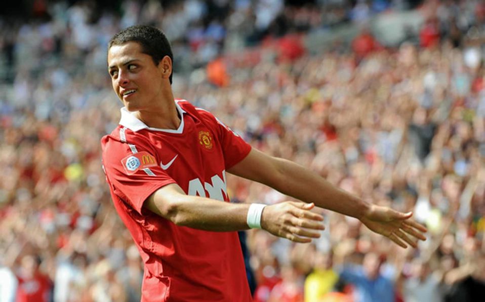 Javier Hernández cuando jugaba para el Manchester United.