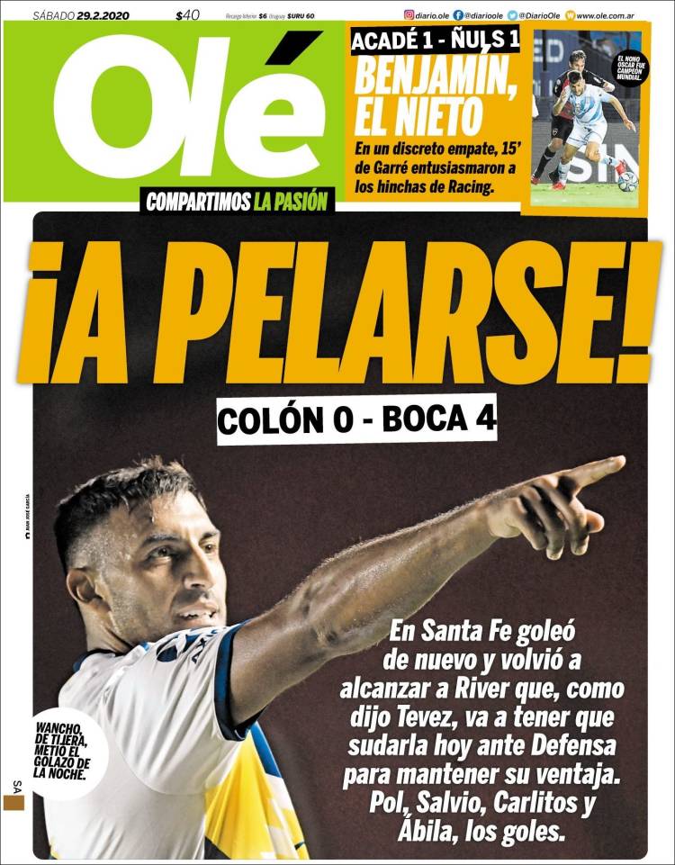 Noticias deportivas en los periódicos del mundo (29-febrero-2020)