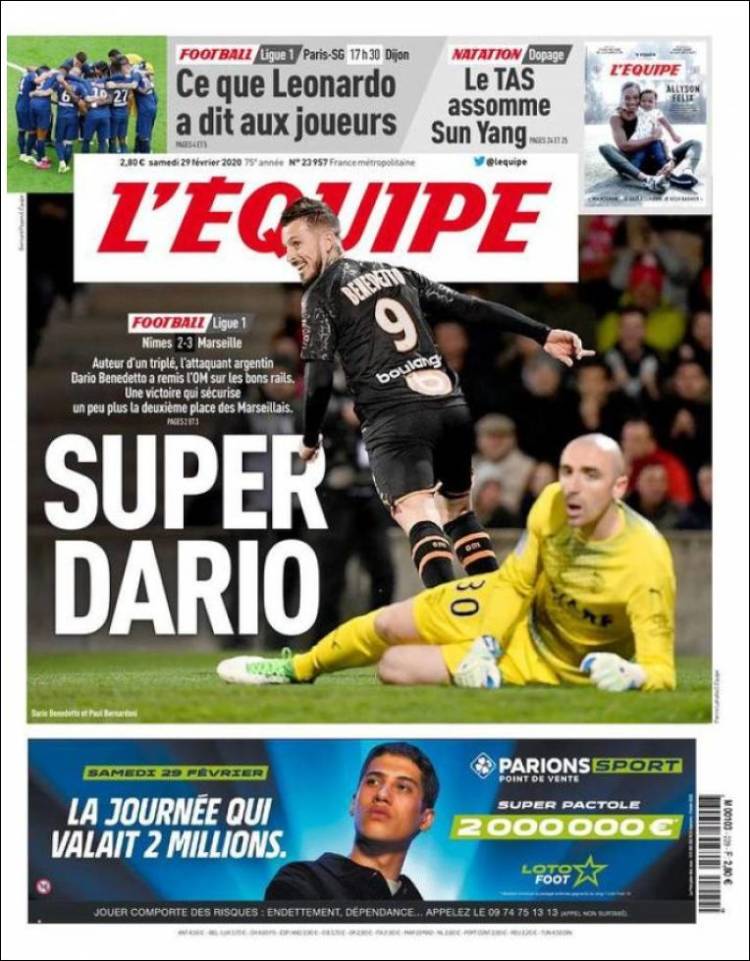Noticias deportivas en los periódicos del mundo (29-febrero-2020)