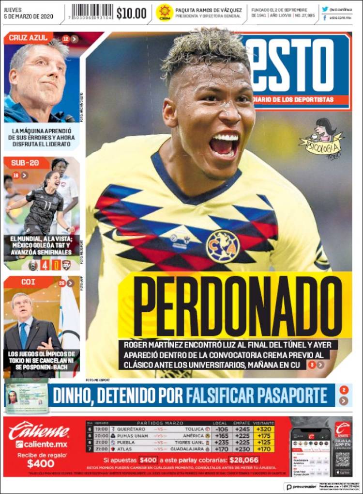 Noticias deportivas en los periódicos del mundo del 5 de marzo de 2020