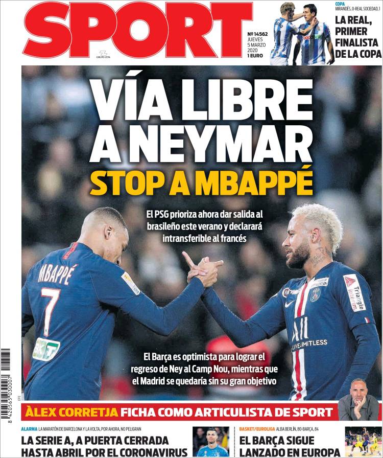 Noticias deportivas en los periódicos del mundo del 5 de marzo de 2020