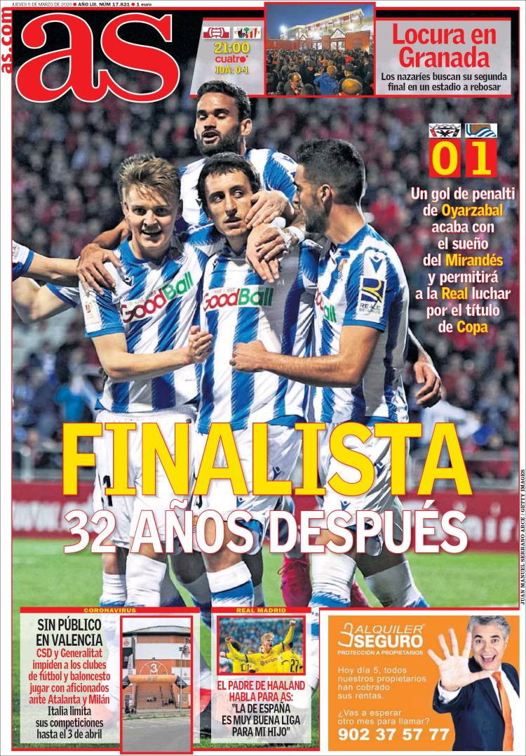 Noticias deportivas en los periódicos del mundo del 5 de marzo de 2020
