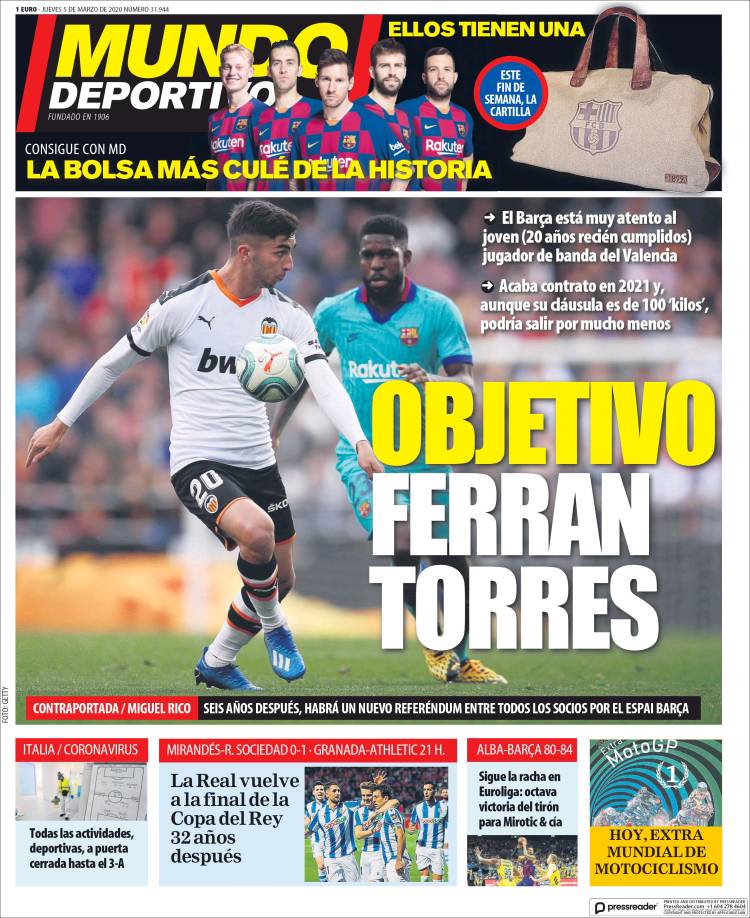 Noticias deportivas en los periódicos del mundo del 5 de marzo de 2020