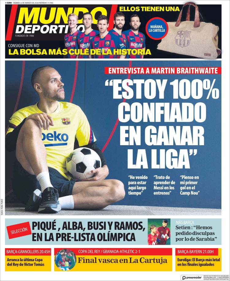 Noticias deportivas en los periódicos del mundo del 6 de marzo de 2020