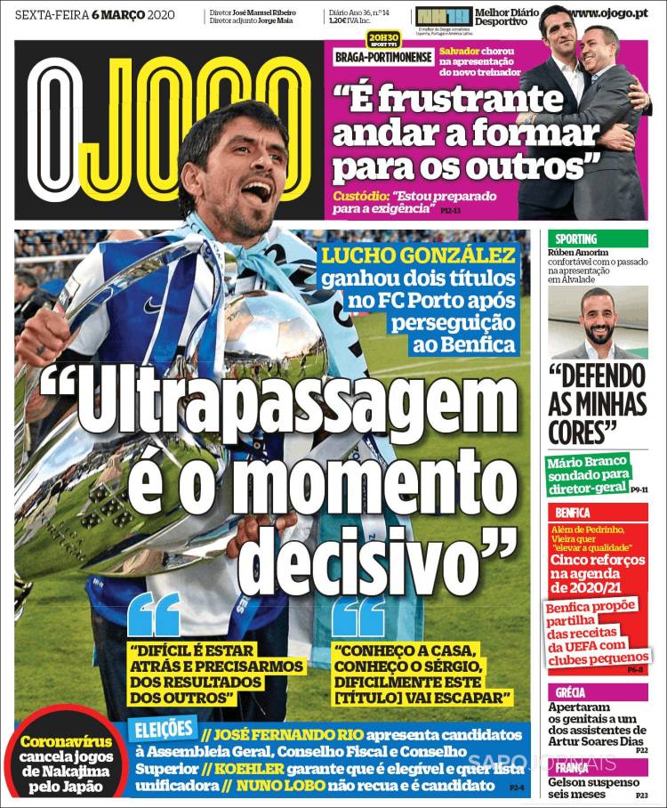 Noticias deportivas en los periódicos del mundo del 6 de marzo de 2020